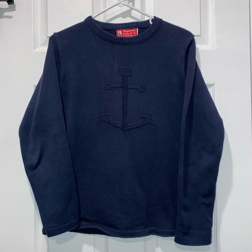Navy anchor embroidered sweater